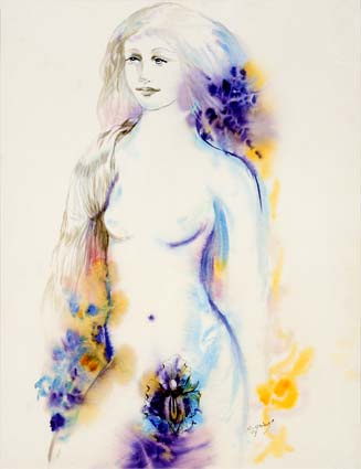 Chantal Grimb' Aquarelle titre Le Lys Dim 56-75